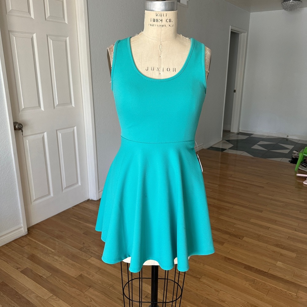 Teal Sleeveless Skater Dress